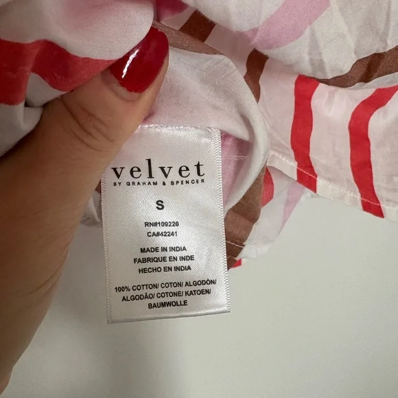 Velvet by Graham and Spencer small striped cotton top shirt - Picture 3 of 3